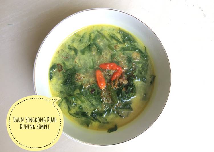 resep lengkap untuk Daun Singkong Kuah Kuning Simple #bantumantenbaru