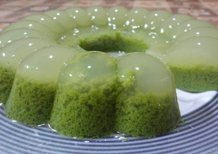 cara membuat Puding Lumut Pandan (Tidak amis ; matcha taste)