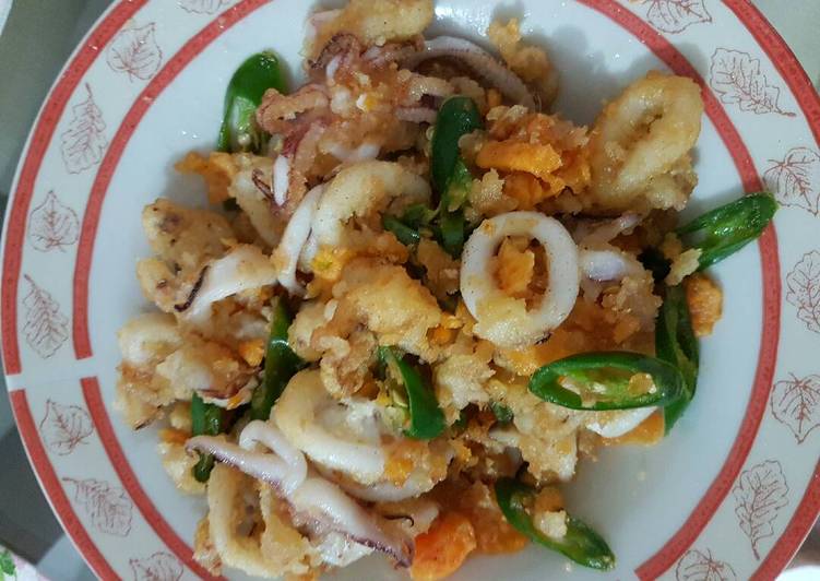 resep Cumi goreng tepung telur asin