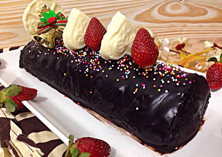 gambar untuk resep bolu gulung kukus coklat / chocolate swiss roll cake