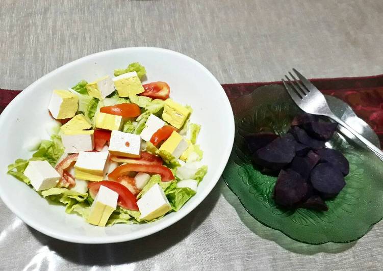 resep lengkap untuk Salad raw sawi putih with yellow tofu