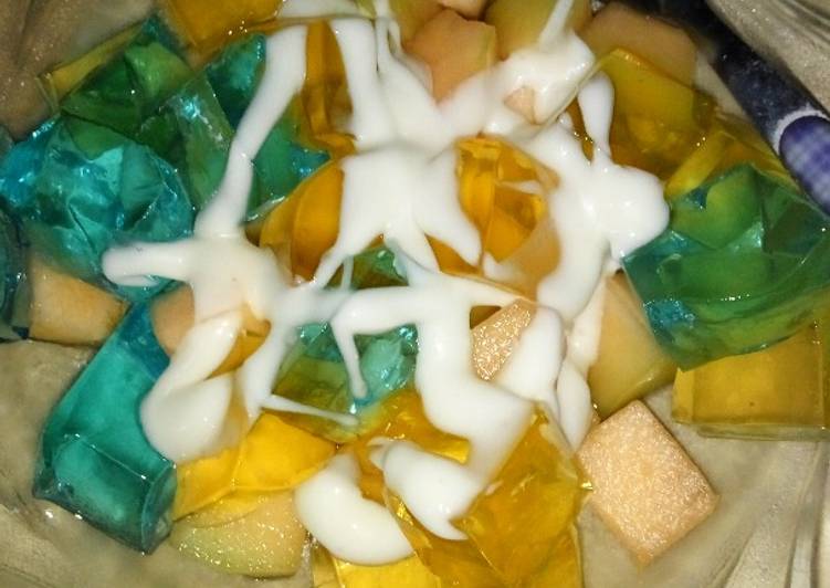 cara membuat Salad buah dan puding nutrijel