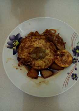 Telur mata sapi~kentang saos teriyaki