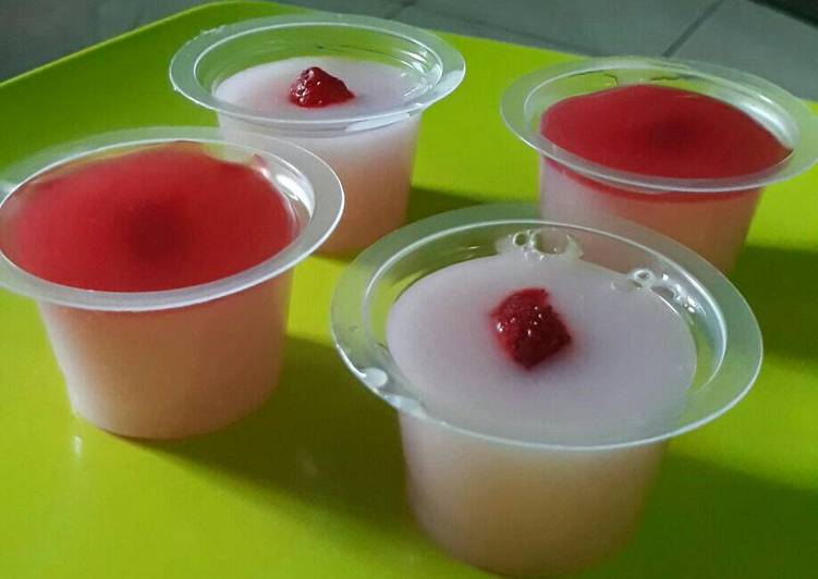 resep Pudding strawberry Vla stroberi