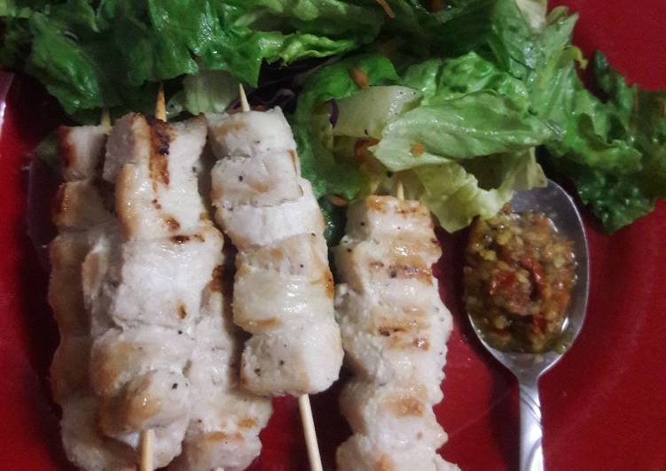 cara membuat Sate Ayam Taichan with Salad