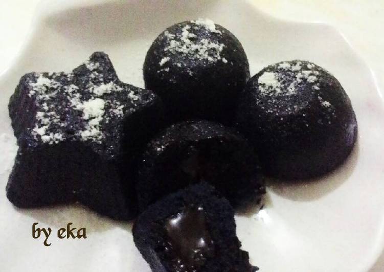 bahan dan cara membuat Choco lava ubi ungu (Purple yam choco lava)