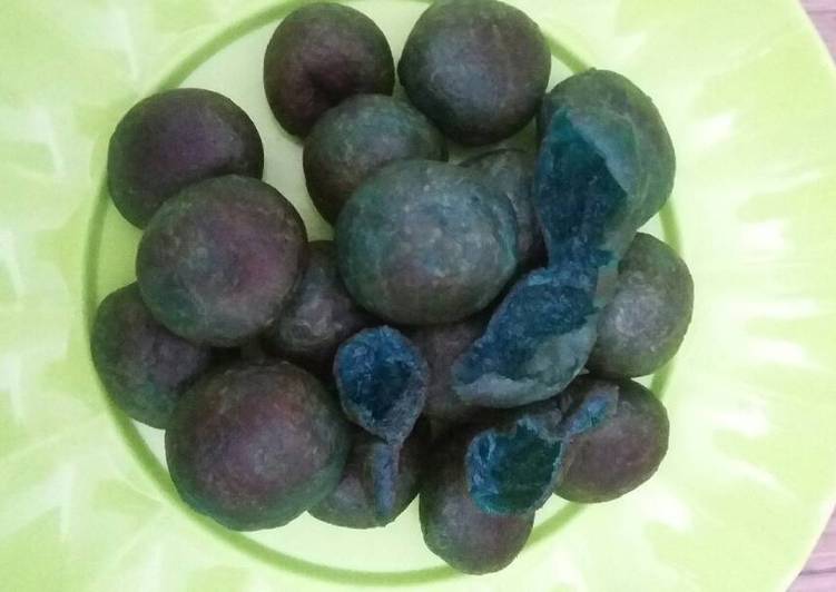 resep masakan Bola ubi jalar biru kopong