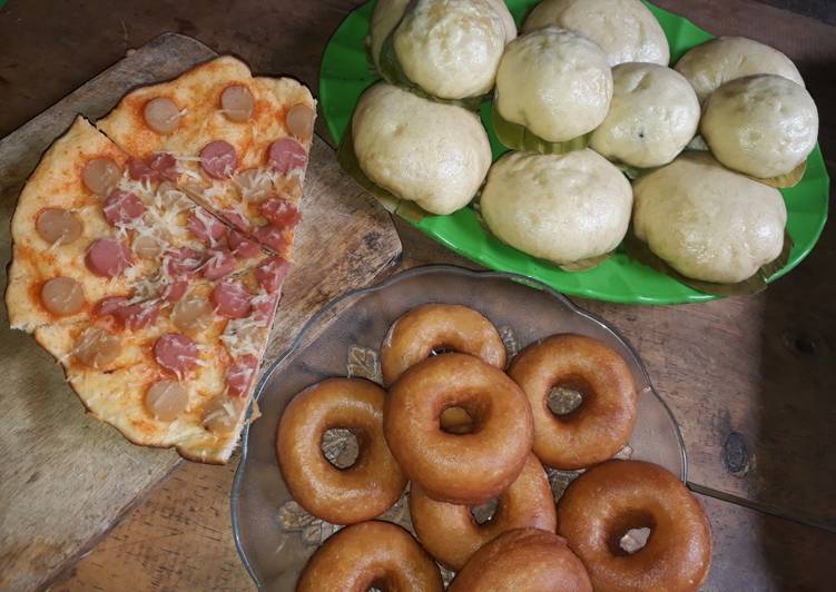 cara membuat Donat,bapao,pizza teflon dalam satu adonan