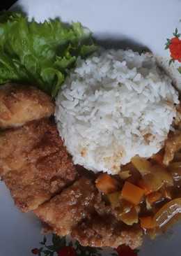 Rice chicken katsu curry