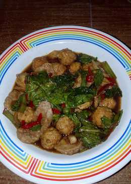 Tumis sawi bakso tofu
