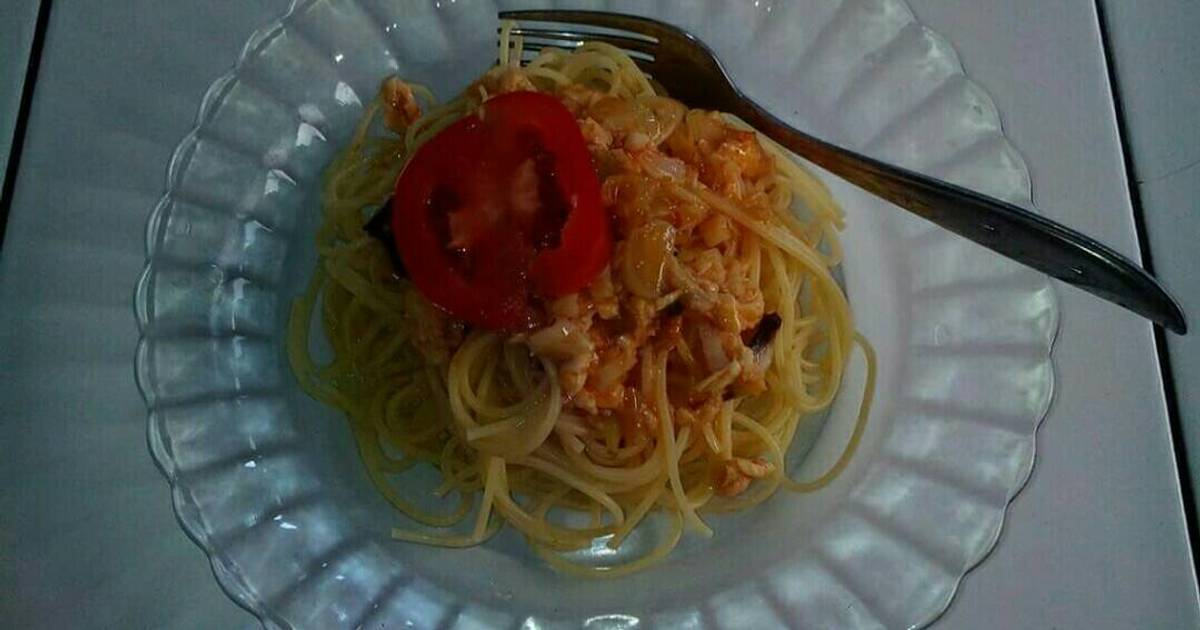 Resep Spaghetti saos ayam pedas ala Gita Mommy Hosea