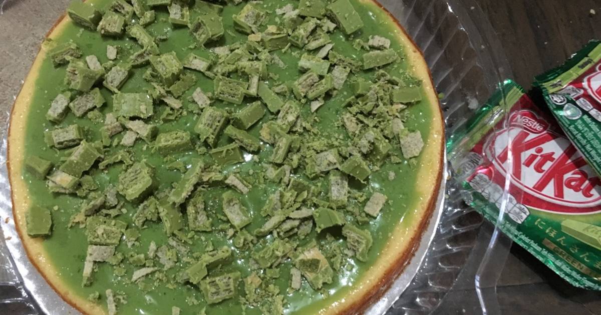 Resep Cheese green tea kitkat cake Resep Cheese green tea kitkat cake