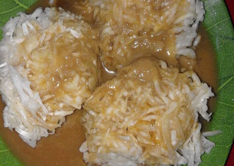 resep masakan Sulada Jawaw Kuah Santan Gula Habang (sawut singkong gula merah)