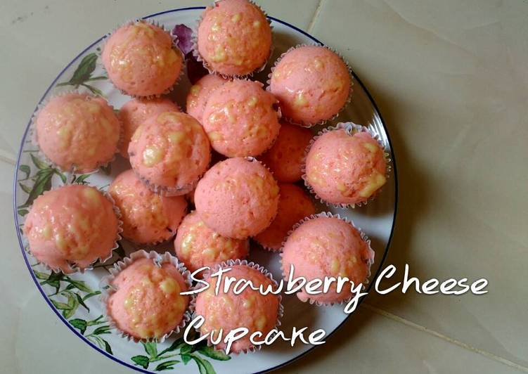 cara membuat Strawberry Cheese Cupcake - Kukus/Steamed