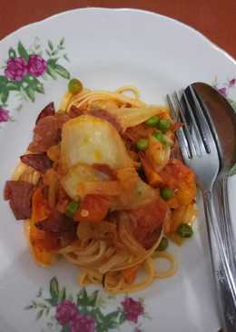 Smoked beef kimchi fettuccine