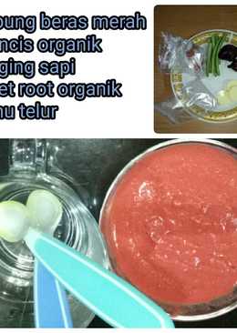 Mpasi 6m+ (tepung beras merah mix daging sapi,Â  Buncis organik, tahu telur, Beet root organik