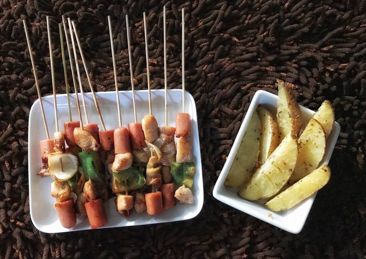 resep makanan BBQ Satay & potato wedges