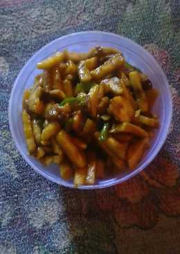 Pisang muda pedas,manis, ala ibu alin