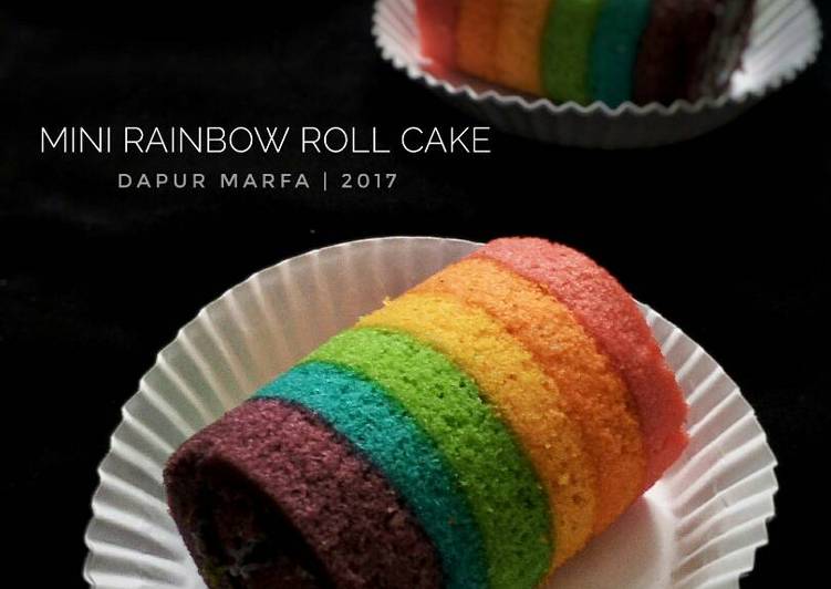 resep makanan Mini Rainbow Roll Cake ala Prestine Irwadi