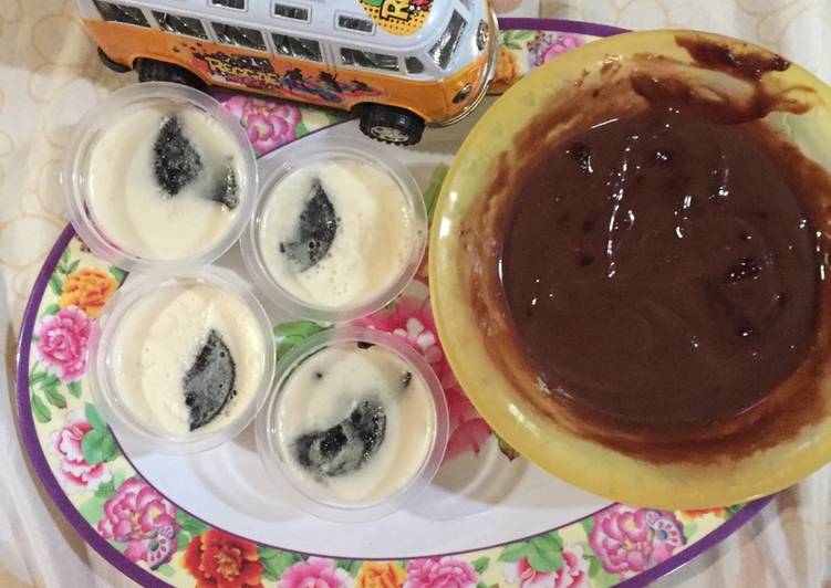 resep Puding susu oreo dilengkapi vla