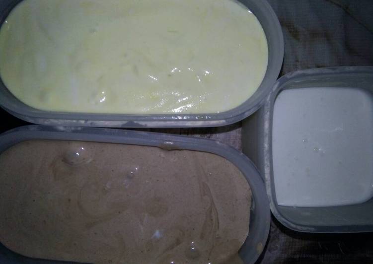 resep makanan Es krim home made rasa coklat, susu, mangga