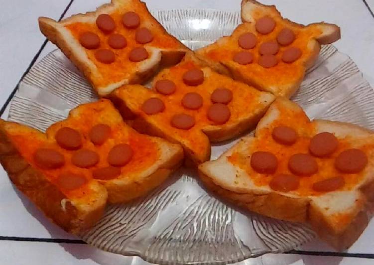 resep masakan Pizza Roti Tawar Panggang Ekstra Pedas