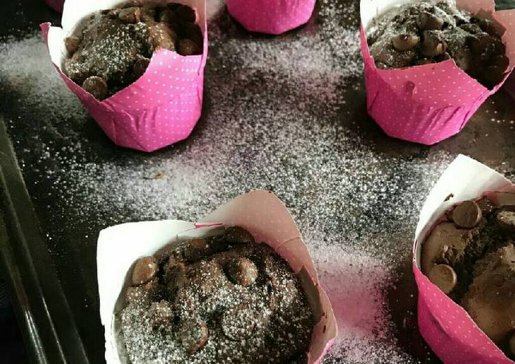 cara membuat Healthy Double Chocolate Muffin