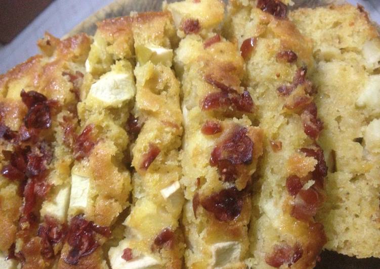 resep Apple banana cake with cranberry topping ??