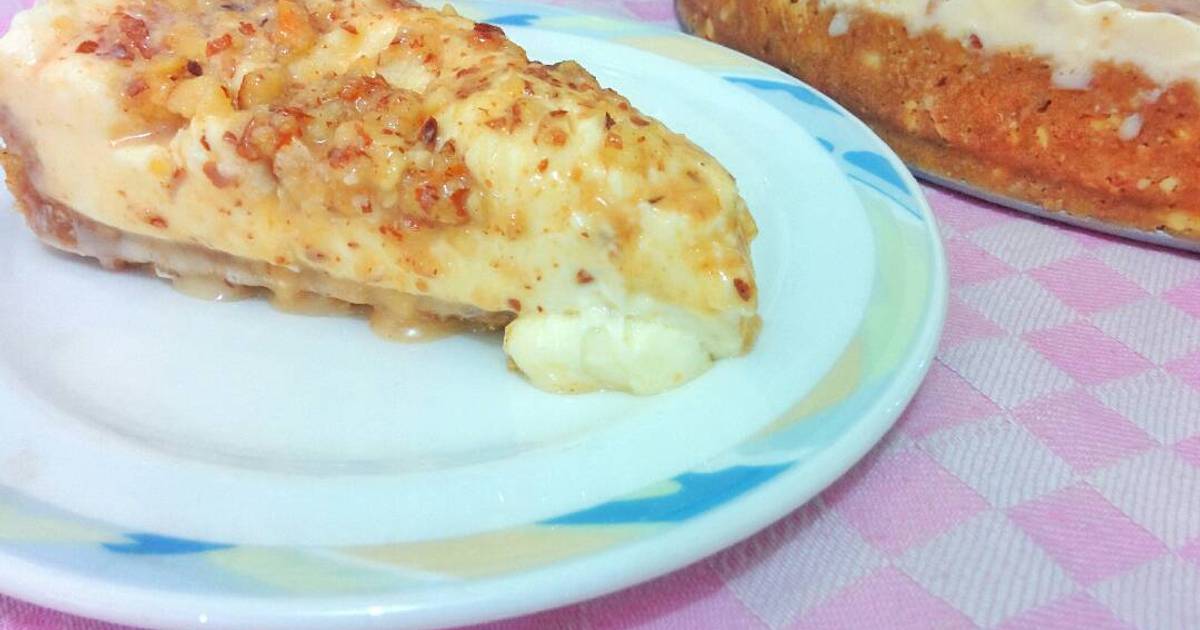 Resep No-Bake Almond Cheesecake with Salty Caramel Sauce Resep No-Bake Almond Cheesecake with Salty Caramel Sauce