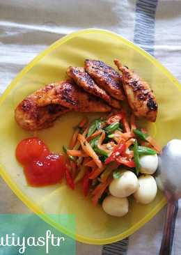 Ayam BBQ + Tumis Sayur Telur Puyuh (Menu Diet)