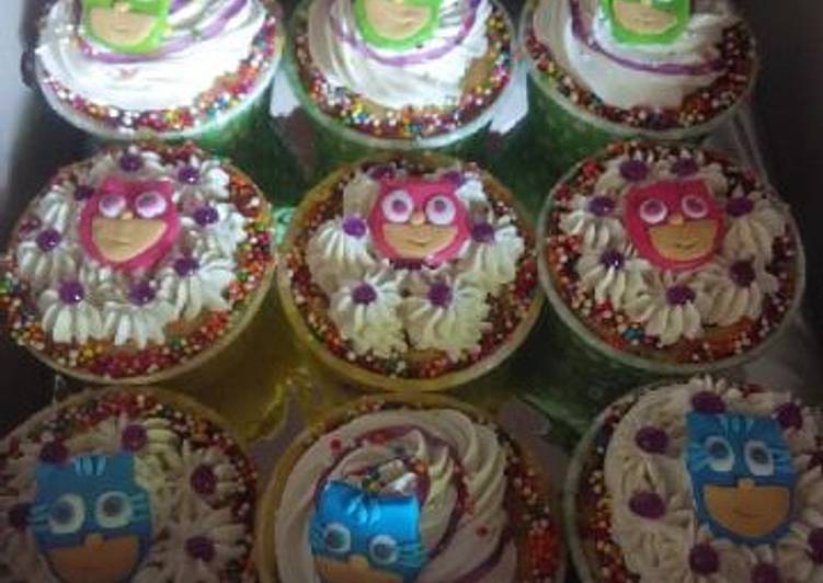 resep makanan Cupcake ulang tahun tema PJ mask