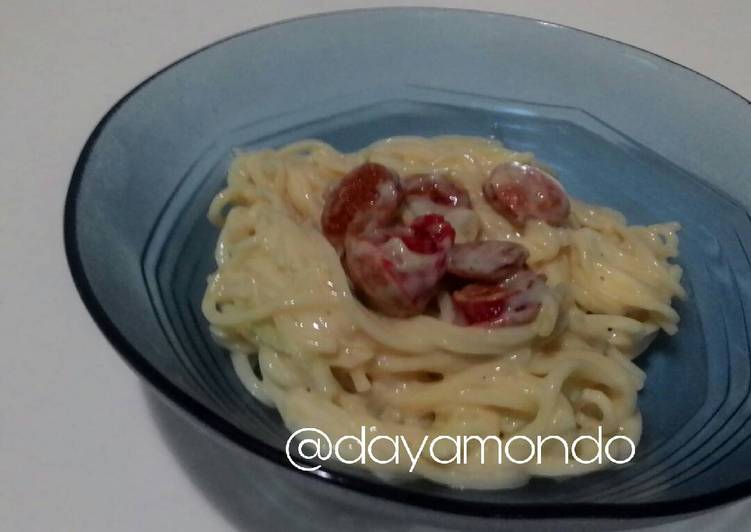 resep lengkap untuk Spaghetti saus cream simple