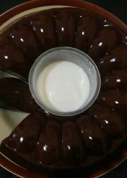 Puding Coklat Roti Tawar saus vla santan