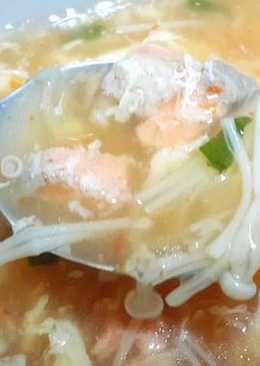 Sup Asparagus Enoki Salmon / Menu Sehat