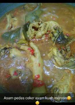 Asam pedas ceker tulang ayam kuah mercon