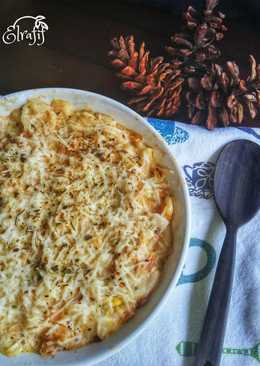 Steamed Macaroni Schotel with Barbeque Sauce