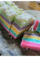 Rainbow cake kukus, super lembut