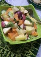 Tropical fruit salad with yoghurt dressing