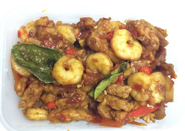 Resep Oseng Tempe Udang pedas Dari Phoebe