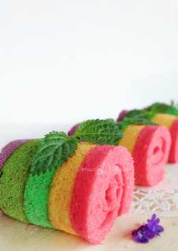 Rainbow mini roll cake