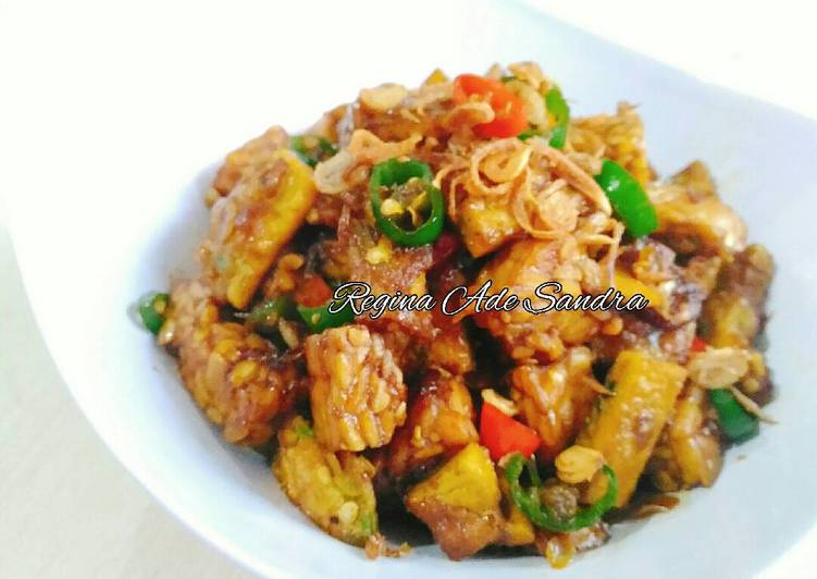 resep Oseng Tempe + Telur Dadar Cabe Hijau