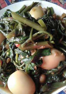 Tumis kangkung tauco telur puyuh