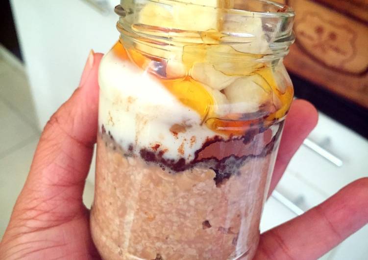 cara membuat Overnight oat choco banana