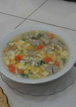 Sop jagung telur +bakso n wortel