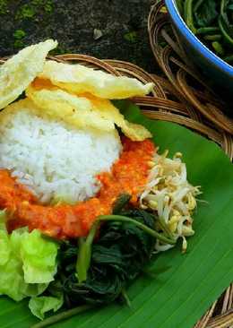 Nasi pecel campur