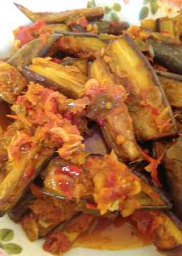 Balado terong dan udang kering