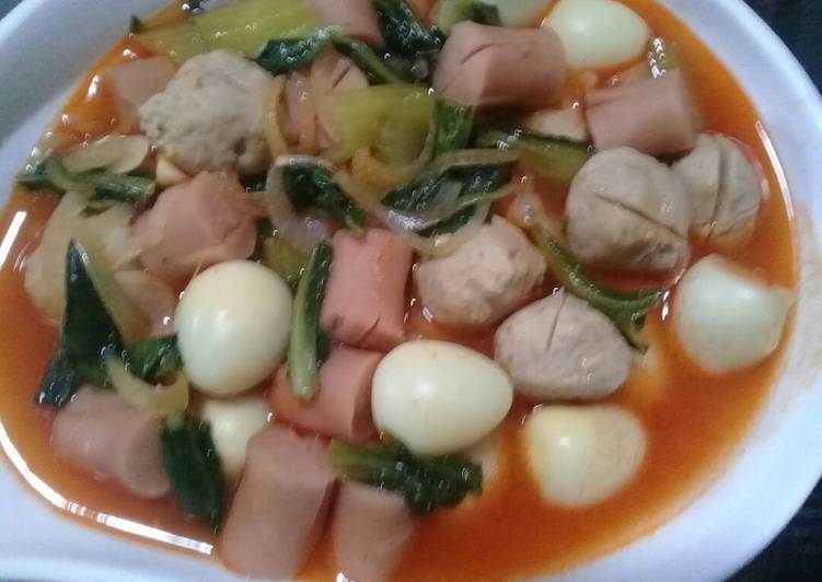 gambar untuk resep makanan SoBaTel (baso, sosis,telur) saus asam manis pedas??