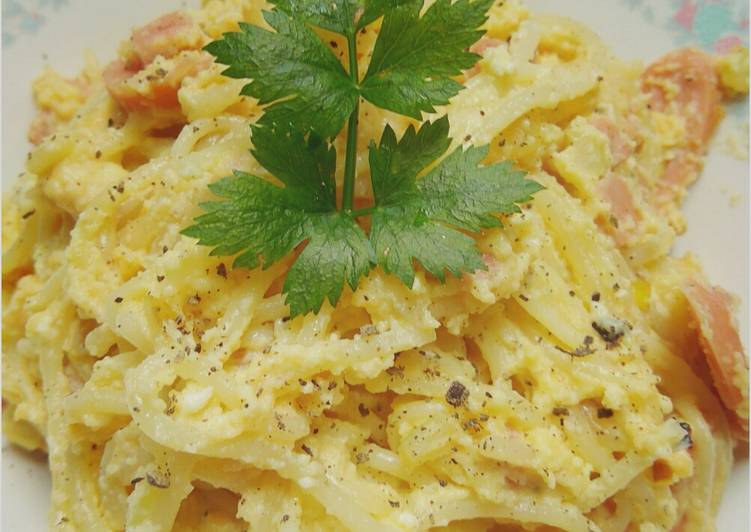 bahan dan cara membuat Spaghetti Carbonara Simple