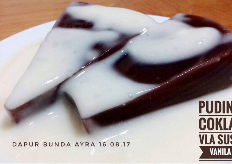 resep lengkap untuk Puding Coklat Vla Susu Vanila