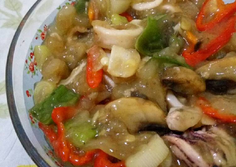 resep Cumi Jamur Saus Tiram